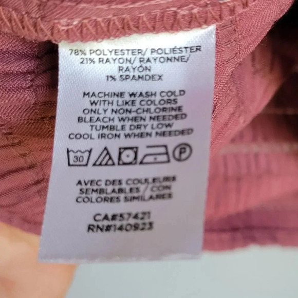 LOFT, New, Mauve Pink Tiered Tie V-Neck V-Back Crinkle Swing Top, Size Large - Picture 9 of 13